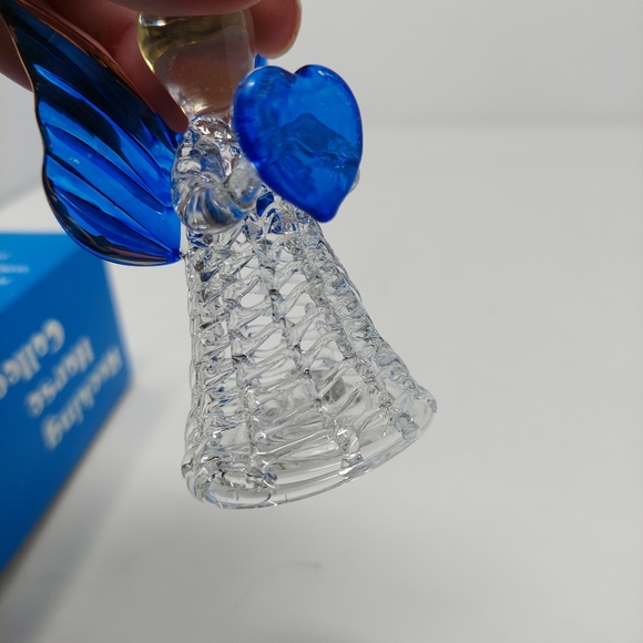 Rocking Horse Collectibles Hand Spun Glass Angel Ornament Blue Gold Christmas - Picture 9 of 12